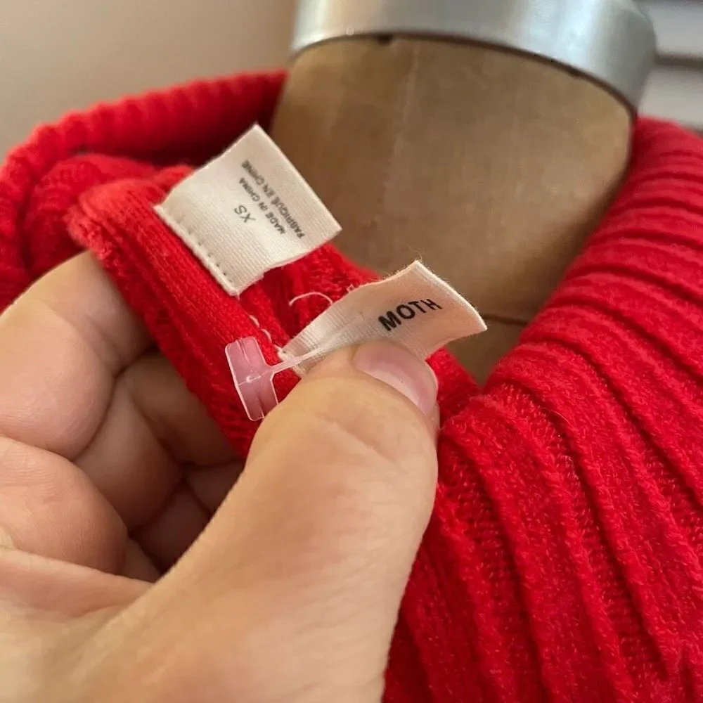 ANTHROPOLOGIE | moth red ribbed cowl neck dolman sweater XS - Picture 7 of 10